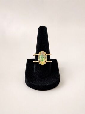 Kendra Scott Elyse Iridescent Drusy Quartz Gold Double Band Size 7 Oval Ring